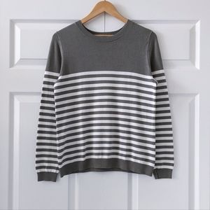 Jason Wu Gray And White Striped Knit Crew Sweater | S